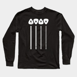 EADG Bass Strings Guitar Picks Dark Theme Long Sleeve T-Shirt